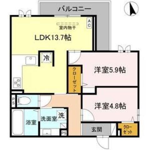 FIELD COURT(2LDK/2階)の間取り写真