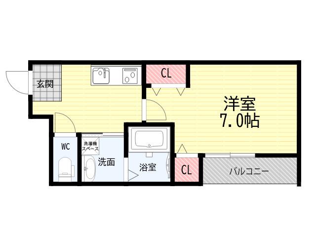 フジパレス阪急武庫之荘駅西2番館(1K/1階)の間取り写真