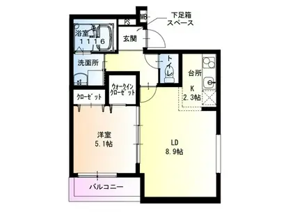 フジパレスJR塚口2番館(1LDK/1階)の間取り写真