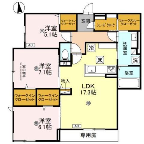 プチ ドルチェ(3LDK/1階)の間取り写真