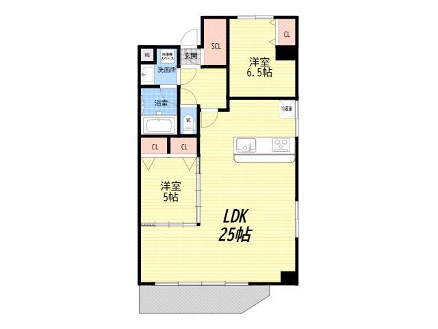 LA DOUCEUR西宮北口(2LDK/2階)の間取り写真
