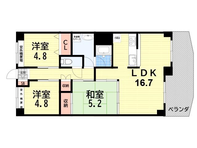 崇徳院ハイツN棟(3LDK/4階)の間取り写真