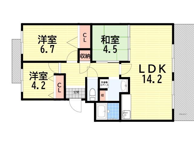 エステートプラザ中野北(3LDK/3階)の間取り写真