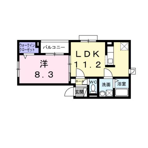 ヒカルサ尼崎栗山町(1LDK/2階)の間取り写真
