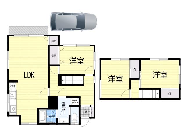 JR東海道・山陽本線 甲子園口駅 徒歩10分 2階建 築57年(3LDK)の間取り写真