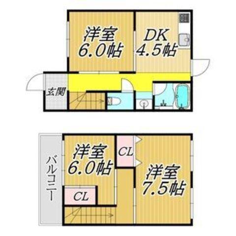 JR福知山線 塚口駅(ＪＲ) 徒歩21分 2階建 築48年(3DK)の間取り写真