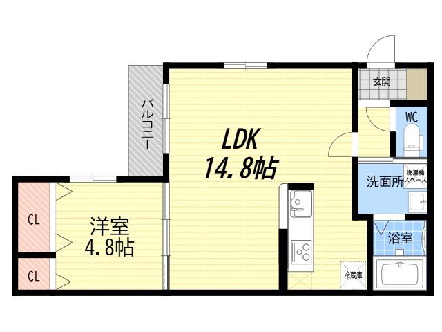 LOUIS APARTMENT 武庫川(1LDK/2階)の間取り写真