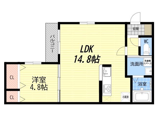 LOUIS APARTMENT 武庫川(1LDK/3階)の間取り写真