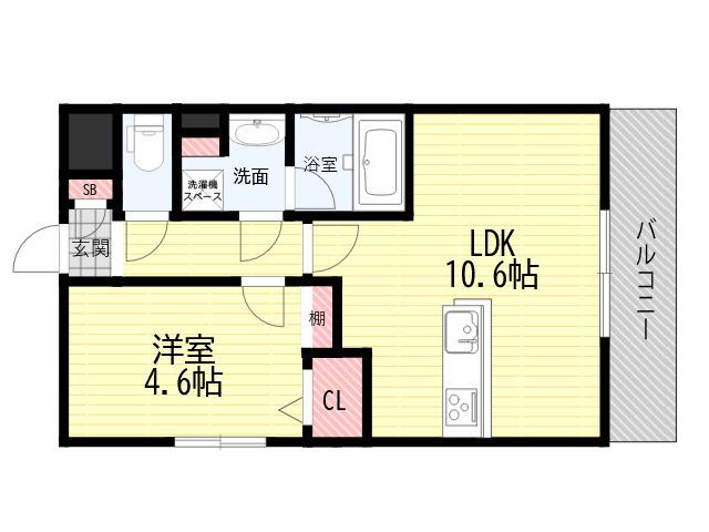 シトラス武庫之荘(1LDK/1階)の間取り写真