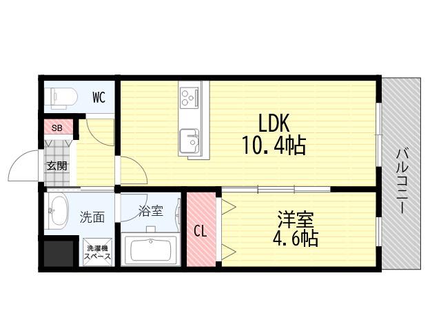 シトラス武庫之荘(1LDK/1階)の間取り写真
