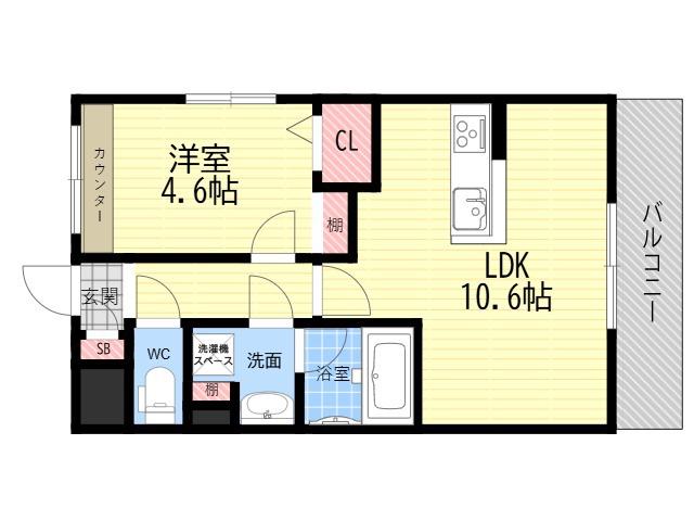 シトラス武庫之荘(1LDK/3階)の間取り写真