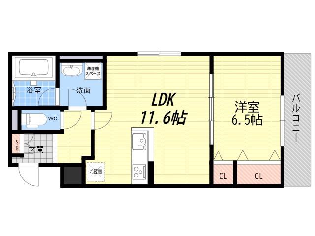 シトラス武庫之荘(1LDK/1階)の間取り写真