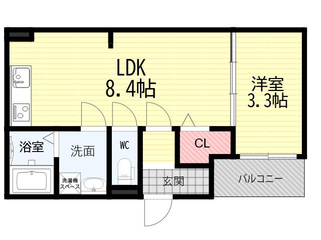 COCON GRANDJOUR 尼崎水堂町(1LDK/3階)の間取り写真