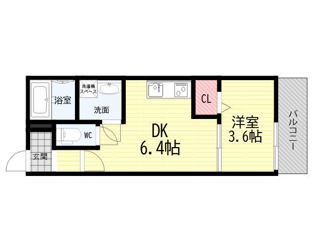 COCON GRANDJOUR 尼崎水堂町(1DK/3階)の間取り写真