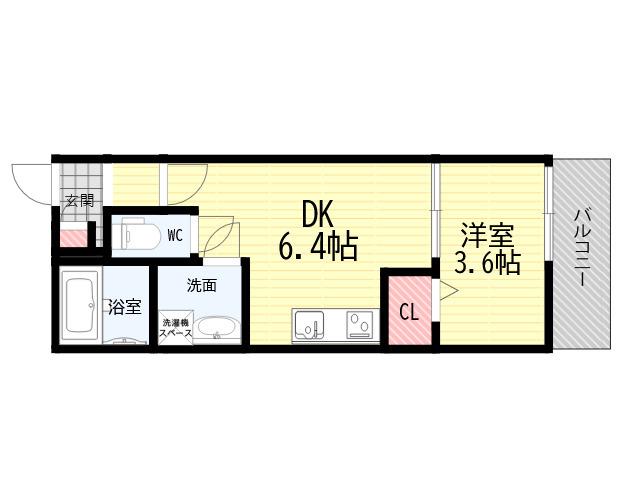 COCON GRANDJOUR 尼崎水堂町(1DK/2階)の間取り写真