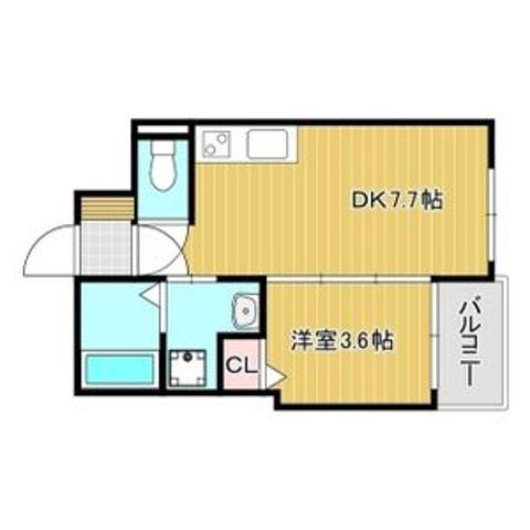 AQUAMARINE西北(1DK/2階)の間取り写真