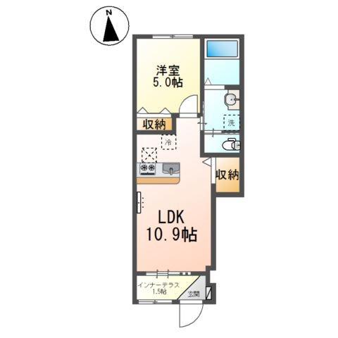 PLACIDE PURE(1LDK/1階)の間取り写真