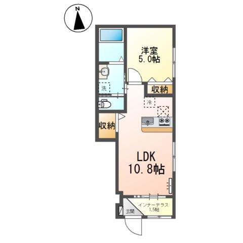 PLACIDE PURE(1LDK/1階)の間取り写真