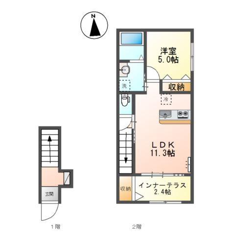PLACIDE PURE(1LDK/2階)の間取り写真