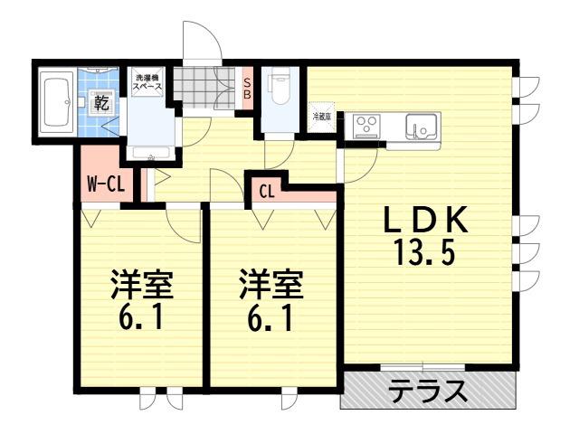 アークコート(2LDK/1階)の間取り写真