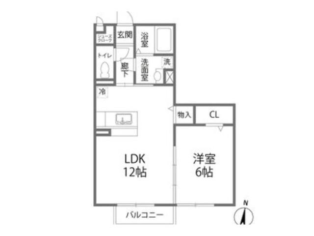 カーサフェリーチェ(1LDK/2階)の間取り写真