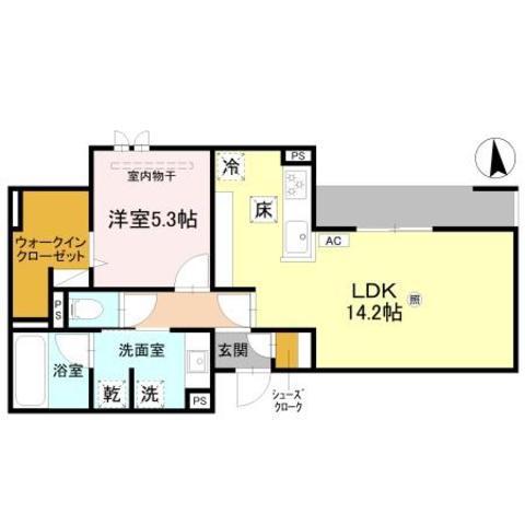 GRAND ROCHER武庫之荘(1LDK/1階)の間取り写真