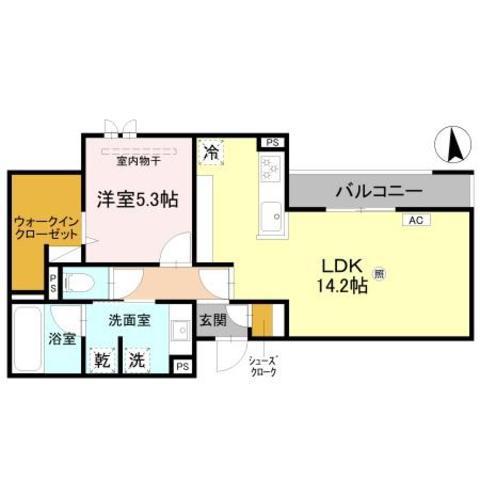 GRAND ROCHER武庫之荘(1LDK/3階)の間取り写真