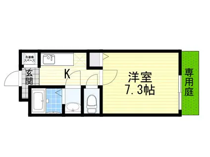 グランソレイユKJ弐番館(1K/1階)の間取り写真