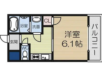 ピーコック和泉(1K/2階)の間取り写真