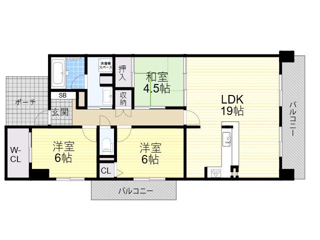 インペリアル鳳(3LDK/2階)の間取り写真