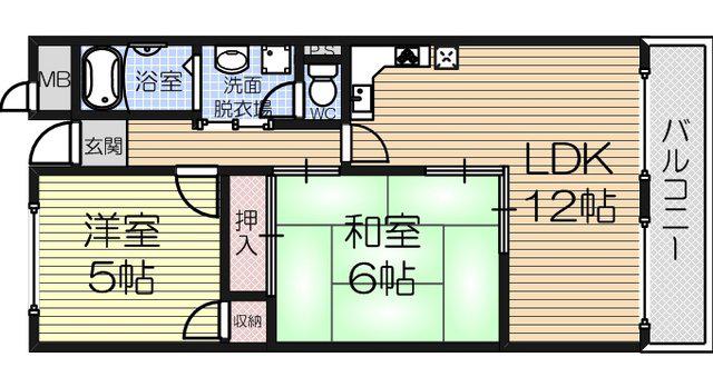 ヴィレジア(2LDK/1階)の間取り写真