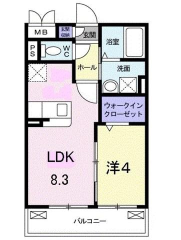 サザンウイング(1LDK/1階)の間取り写真