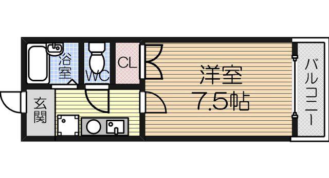オリーブ羽衣(1K/2階)の間取り写真