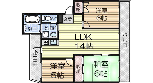 ヴェルドミール泉(3LDK/1階)の間取り写真