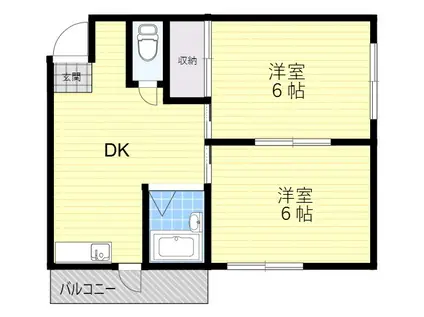 ハイツユート(2DK/2階)の間取り写真