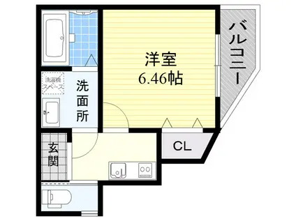 メゾン・ド・コリーヌ上野芝(1K/3階)の間取り写真