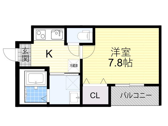 フジパレス泉大津駅西(1K/2階)の間取り写真