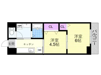 シャトー弁天弐番館(2K/11階)の間取り写真