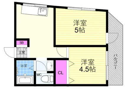 シティーライフ九条(2DK/7階)の間取り写真