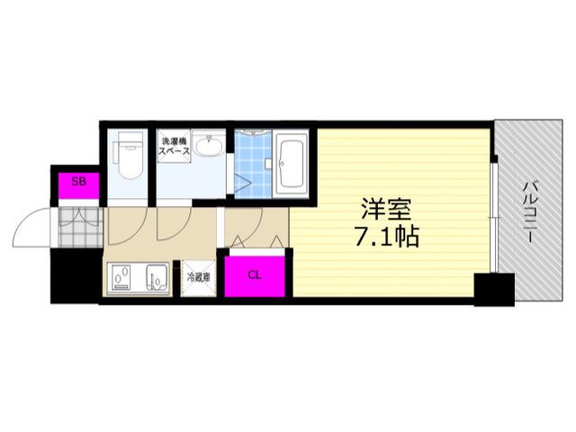 S-RESIDENCE大阪九条ノース(1K/4階)の間取り写真