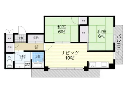 ドミール春光(2LDK/3階)の間取り写真