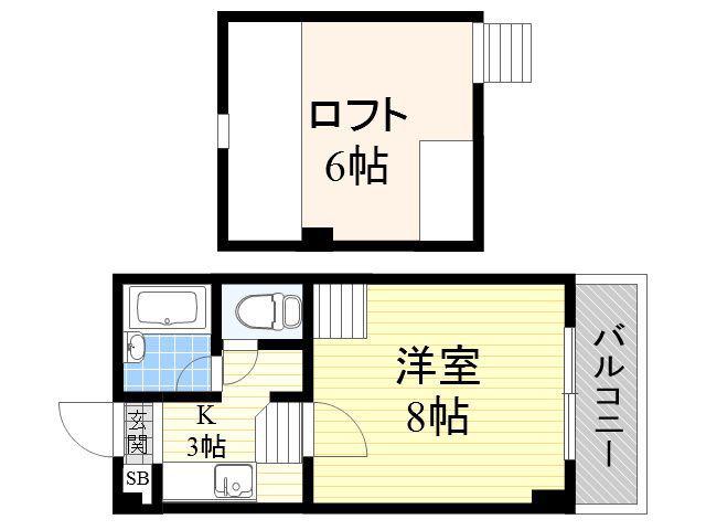 カーサ東住吉(1K/5階)の間取り写真