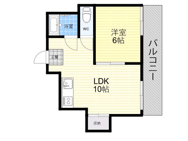 新栄プロパティー平野西脇(2DK/3階)の間取り写真