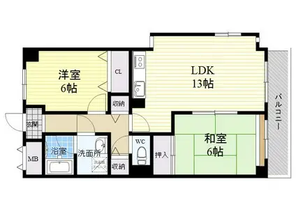 メゾンアール(2LDK/6階)の間取り写真
