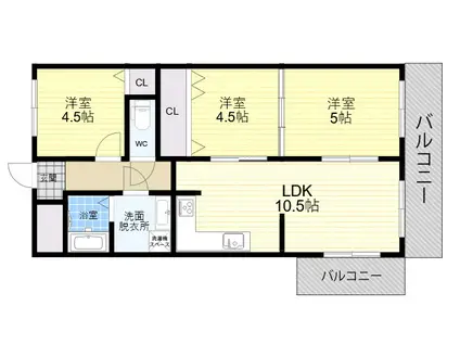 プレジオノ-ザンライツ(3LDK/4階)の間取り写真