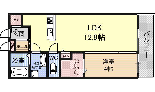 ラ・ヴィ・アン・フルール(1LDK/3階)の間取り写真
