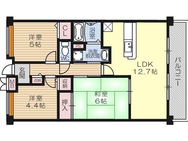アレフ長吉(3LDK/7階)の間取り写真