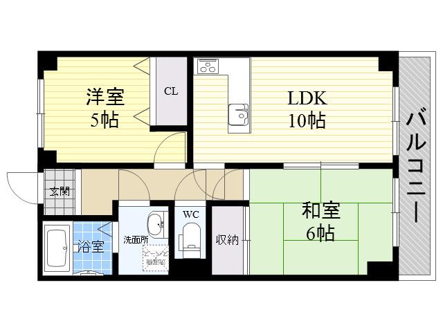 ラ・ビオーレ(2LDK/5階)の間取り写真