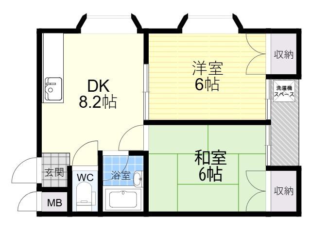 プランドール平野(2DK/4階)の間取り写真