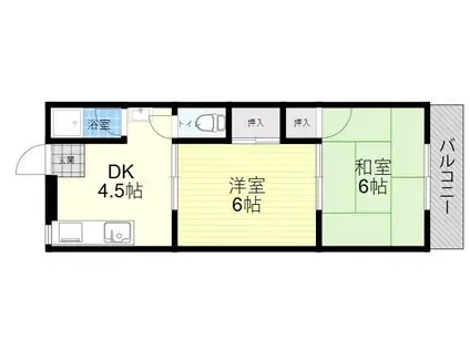 太平2号館(2DK/5階)の間取り写真